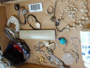 lot 1551 image: Lot of Vintage Jewelry  Elgin Watch  Cross Pen  Lighters  Etc
