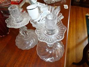 lot 1574 image: Clear 8 Candle Sticks - Candy Dish and More