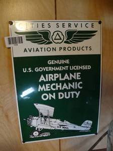 lot 1634 image: Metal Airplane Mechanic Sign