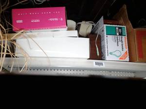 lot 1682 image: Mixed Lot  Contents on top Shelf  Cable  Speakers  Glasses Cases