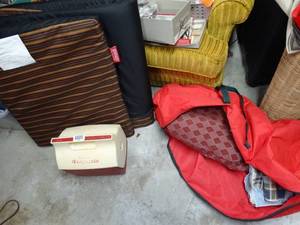 lot 1695 image: Small Cooler  Coleman Pad  Large Duffle w Contents