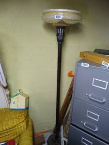 lot 1700 image: 5.5Ft Floor Lamp w Carnival Glass Globe