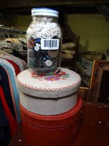 lot 1715 image: Storage Containers and Jar of Buttons