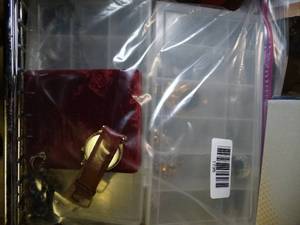 lot 1735 image: Mixed Lot of Costume Jewelry in 2 Small Organizers and Guess Watch