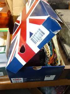 lot 1744 image: Shoebox full of Decorative Scarves  Material