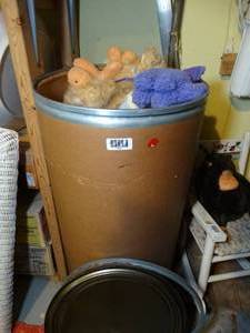 lot 1833 image: 3ft tall Barrel Full of Stuffed Animals