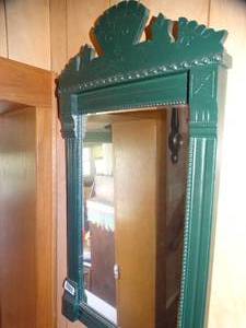 lot 1859 image: Unique Wood Mirror at top of Stairs