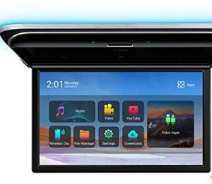 lot 1271 image: XTRONS Android Car Overhead Player 17.3 Inch Wide IPS Screen 8K Video Car Roof Mount Monitor with Built-in Stereo Speakers Flip Down Overhead Car Monitor Support Bluetooth 5.0, WiFi, HDMI, USB, IR