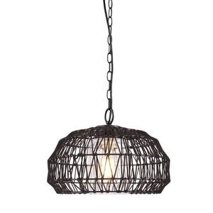 lot 70658 image: Novogratz x Globe Diego 1-Light Matte Black Woven Fabric Outdoor Plug-In Pendant Light