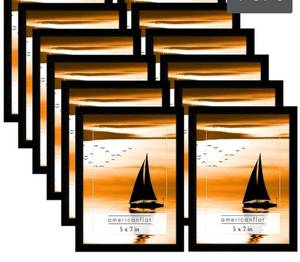 lot 70677 image: AMERICANFLAT 12 PACK 5 X 7 BLACK FRAMES WITH GLASS