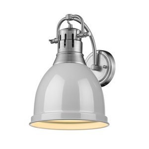 lot 70684 image: Duncan 1 Light Wall Sconce in Pewter with a Gray Shade