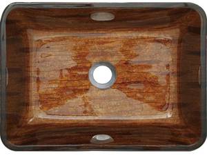 lot 70686 image: Brown Handmade Rectangular Vessel Bathroom Sink (Part number SK131)