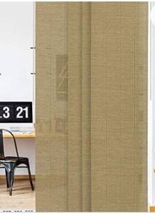 lot 70687 image: GoDear Design Deluxe Adjustable Sliding Panel Track Blind 45.8- 86 W x 96 H, Extendable 4-Rail Track Patio Door Blind for Sliding Door, Trimmable Natural Woven Fabric, Light Filtering, Bubo