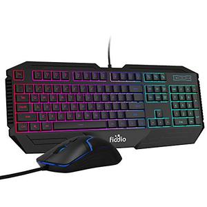 lot 9186 image: Fiodio Rainbow Wired Gaming Computer Keyboard and Mouse Combo, Ergonomic Keyboards with Wrist Rest, 104 Multimedia Keys, 1600 DPI Gamer Mouse for Windows PC and Desktop
