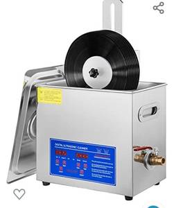 lot 9189 image: Happybuy Ultrasonic Cleaner 6L Ultrasonic Vinyl Cleaner 7-12 Inch 8 Records Ultrasonic Vinyl Cleaning Machine 180W Ultrasonic Records Cleaner with Drying Rack for Home Store