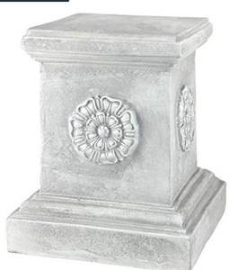 lot 37331 image: Design Toscano CL5194 English Rosette Sculptural Garden Plinth Base Riser, Large 13 Inch, Polyresin, Antique Stone