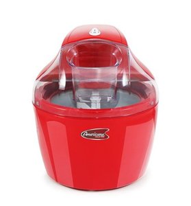 lot 37336 image: Americana - 1.5qt Electric Ice Cream Maker with Quick Freeze Bowl - Red
