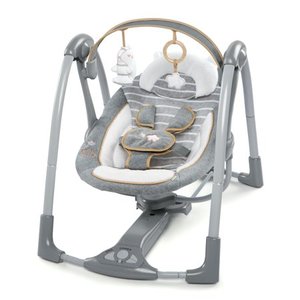 lot 37339 image: Ingenuity Boutique Collection Swing n Go Portable Swing with Premium Plush Fabrics - Bella Teddy