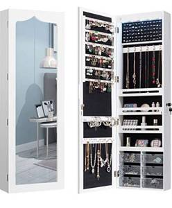 lot 37350 image: Songmics JBC24W Jewellery Hanging Wall Cabinet 120 x 36 x 9.5 cm (H x W x D)