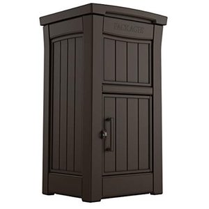 lot 37356 image: Keter Delivery Box for Porch with Lockable Secure Storage Compartment to Keep Packages Safe One size Brown