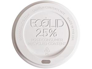lot 37368 image: Eco-Products EcoLid 25% Recy Content Hot Cup Lid, White, Fits 8oz Hot Cups, 100PK, 10 PKCT