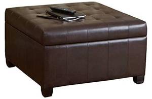 lot 37379 image: Christopher Knight Home Alexandria Bonded Leather Storage Ottoman, Marbled Brown
