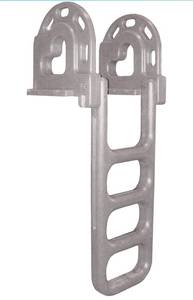 lot 37380 image: Dock Edge 2084-F Stand-Off Flip-Up Polyethylene Roto Molded 4-Step Dock Ladder Grey