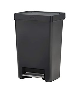 lot 37393 image: Rubbermaid Premier Series II Step-On Trash Can for Home and Kitchen, with Lid Lock and Slow Close, 13 Gallon, Charcoal