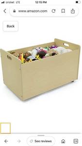 lot 38900 image: Humble Crew, Natural Toy Box with Wheels