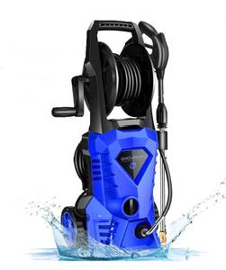lot 38940 image: WHOLESUN 3000PSI Electric Pressure Washer 2.4GPM 1600W Power Washer with Hose Reel and Brush Blue