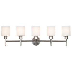 lot 38943 image: Design House Aubrey 5-Light Brushed Nickel Vanity Light