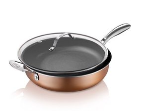 lot 49005 image: Gotham Steel - Copper Cast Textured Non Stick 5.5 QT Jumbo Cooker w Lid - Copper