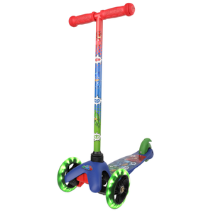 lot 49068 image: PJ Mask 3 Wheel Tilt and Turn Scooter for Boys and Girls Ages 3 Light up Wheels with Rear Foot Brakes
