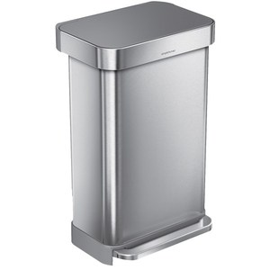 lot 49095 image: simplehuman 45L Soft Close Step Trash Can in Brushed Stainless Steel at Nordstrom