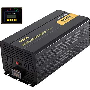 lot 3465 image: VEVOR Power Inverter, 5000W Modified Sine Wave Inverter, DC 24V to AC 120V Car Converter, with LCD Remote Controller, LED Indicator, AC Outlets Inverter for Truck RV Car Boat Travel Camping Emergency