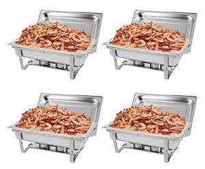 lot 3479 image: CHAFING DISH BUFFET STAINLESS STEEL FOLDABLE RECTANGLE CHAFER FULL SIZE W WATER PAN