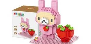 lot 3493 image: LOZ 280Pcs 9435 Anime Strawberry Bunny Building Block Toy
