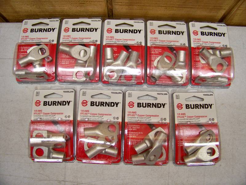 lot 121 image: 9 Packages of 3 Burndy HyLug Copper Compression Conductors