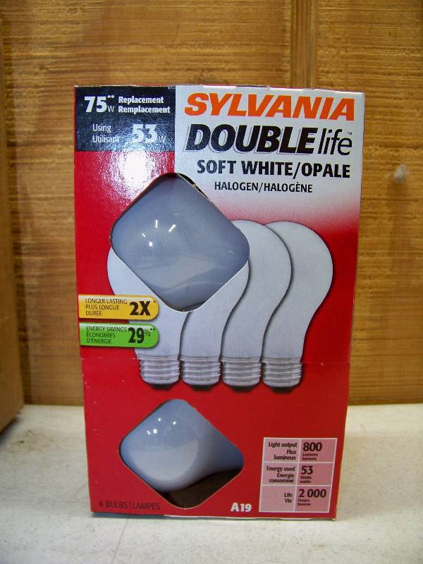 lot 241 image: 12 Boxes of 4 Sylvania Double Life Soft White Halogen Bulbs