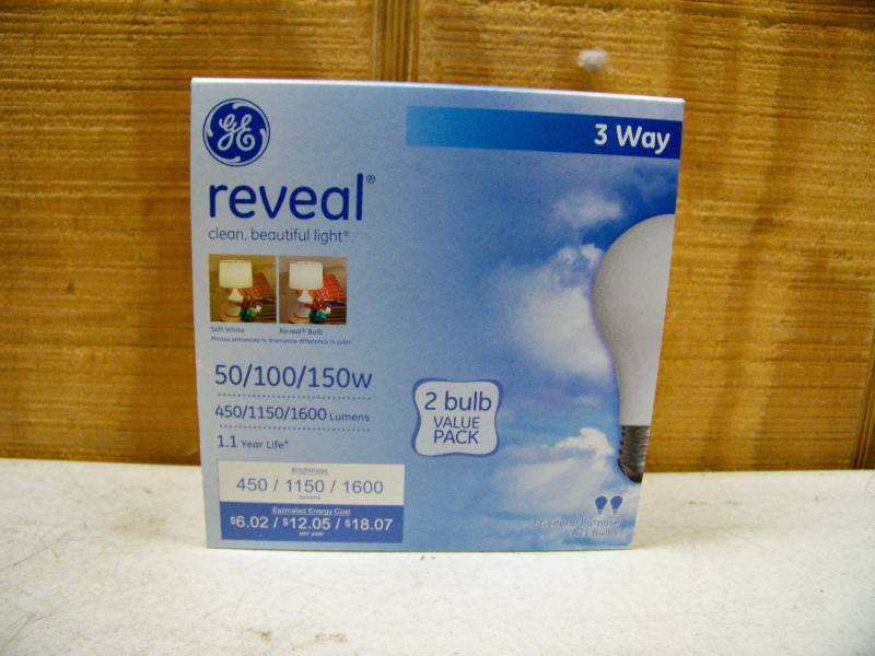 lot 436 image: 6 Boxes of 2 Ge Reveal 3 Way Bulbs