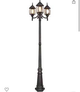 lot 1060 image: Outdoor Post Light, 3-Head Surface-Mount Post Combination, Wet Location Outdoor Street Light, LED Landscape Lamp Post Lighting for Backyard, Patio, Garden, Walkway,