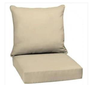 lot 1062 image: 24 in. x 24 in. 2-Piece Deep Seating Outdoor Lounge Chair Cushion in Tan Leala