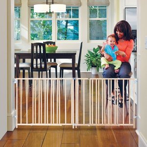 lot 1083 image: Toddleroo by North States Natural Wood Extra Wide Swing Baby Gate, 60- 103