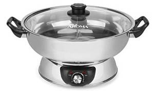 lot 1104 image: Aroma Housewares ASP-610 Dual-Sided Shabu Hot Pot, 5Qt, Stainless Steel