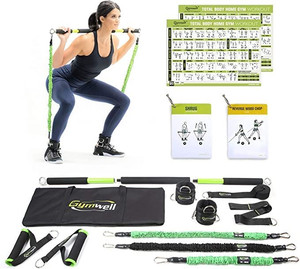 lot 1125 image: Gymwell Portable Home Gym with 3 Sets of Resistance Bands, Total Body Workout Equipment for Home, Office or Outdoor