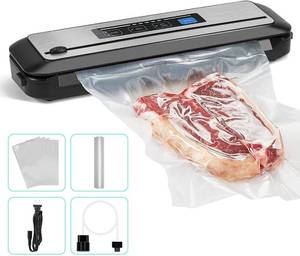 lot 1132 image: Vacuum Sealer Machine with Starter Kit, Automatic PowerVac Air Sealing Machine for Food Preservation, Dry & Moist Sealing Modes,Built-in Cutter