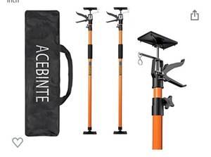 lot 1152 image: 2PK Support Pole, Steel Telescopic Adjustable 3rd Hand Support System, Support Rod, Supports up to 154 lbs Construction Rods for Cabinet Jacks Cargo Bars Drywalls Extends from 49 Inch to 114 Inch