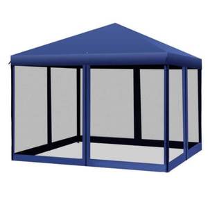 lot 1165 image: 10 ft. x 10 ft. Blue Heavy Duty Pop Up Canopy with Removable Mesh Sidewall Netting