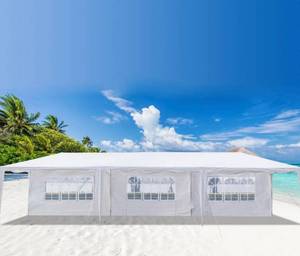 lot 1169 image: 10 ft. x 30 ft. White Party Wedding Tent Canopy 7 with Sidewalls