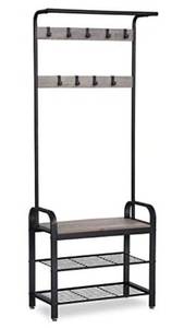 lot 1177 image: VASAGLE Coat Rack, Hall Tree with Shoe Bench for Entryway